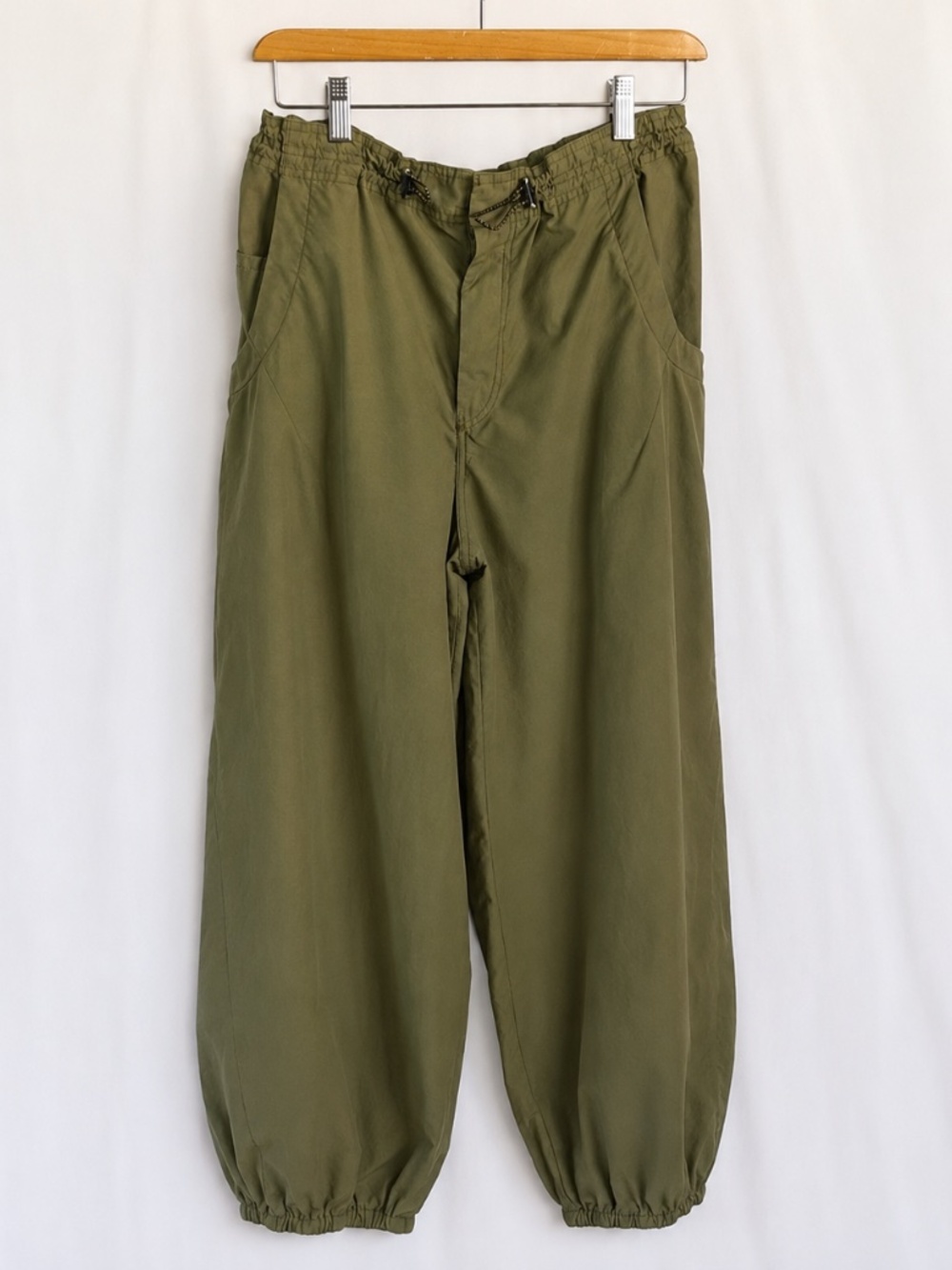 Anthropologie Olive Green Elastic Drawstring Waist Balloon Leg Track Pants M